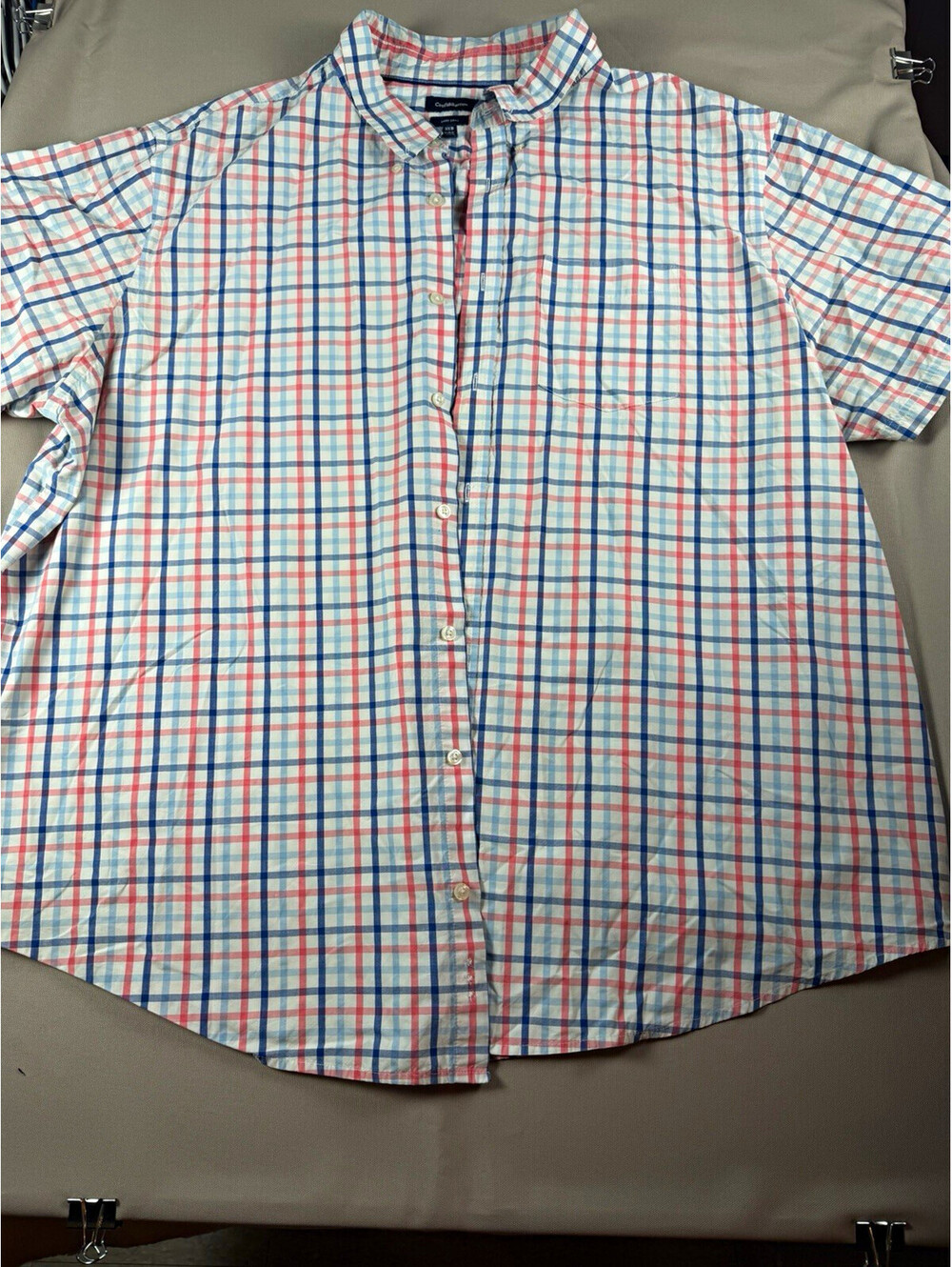 Croft & Barrow Men's Big & Tall 3XL Easy Care Plaid SS Button-Up Shirt
